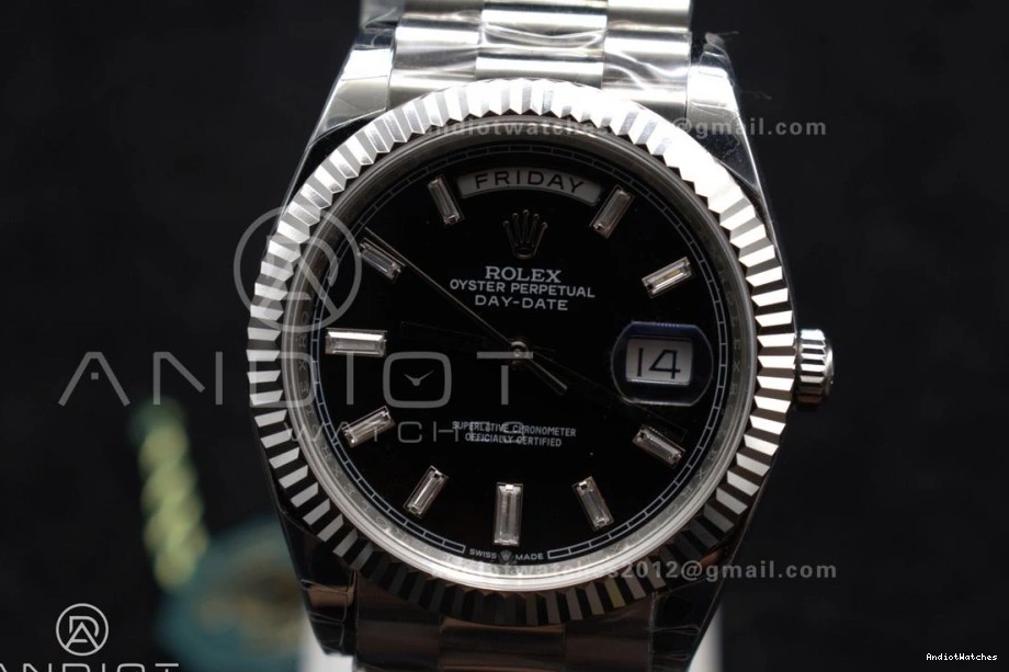 Weight Gain SS Black A Bracelet 718 Bright Dial GSF Crystal President 40 on DayDate 0810